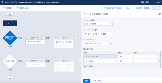 キャンペーンメンバーの新規作成。レコードタイプの指定。