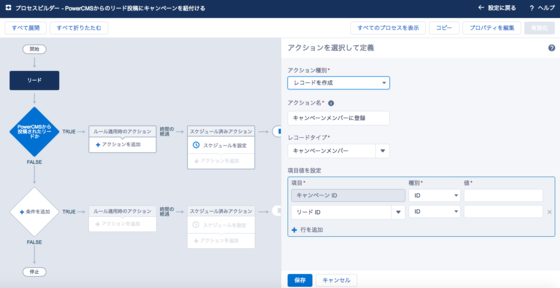 キャンペーンメンバーの新規作成。レコードタイプの指定。