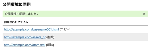 リンクつき URL で同期結果を表示するイメージ