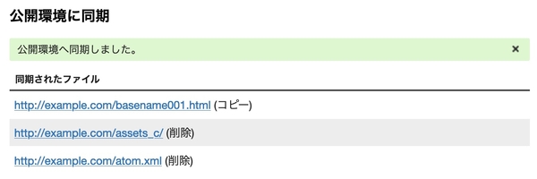 リンクつき URL で同期結果を表示するイメージ