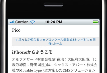 iPhone で表示確認